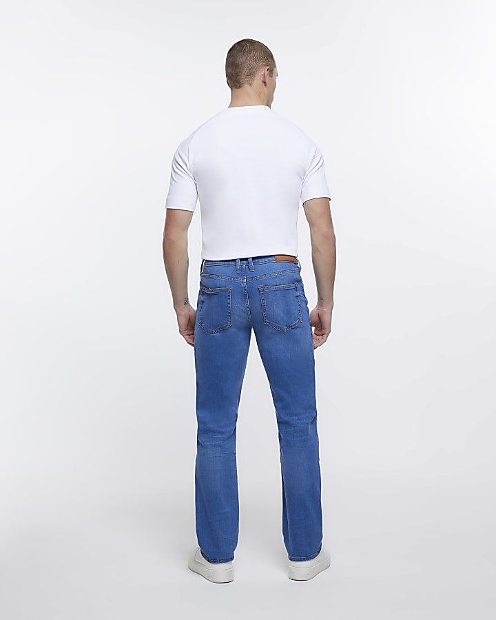 Washed blue bootcut fit jeans