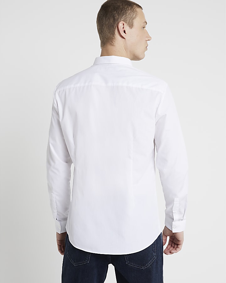 White slim fit long sleeve shirt