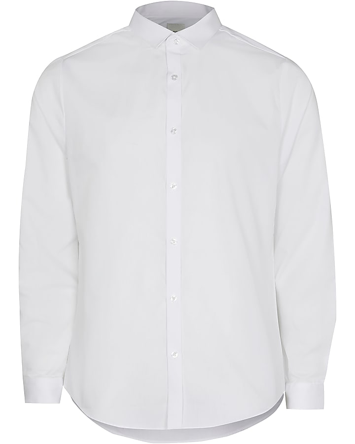 White slim fit long sleeve shirt