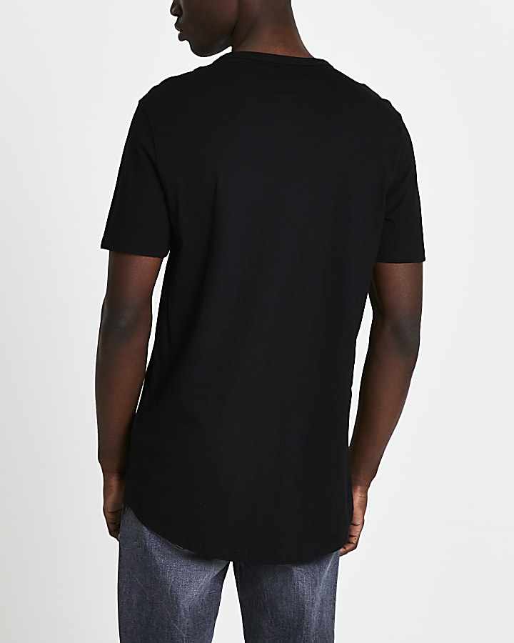 Black multipack of 5 curve hem t-shirts