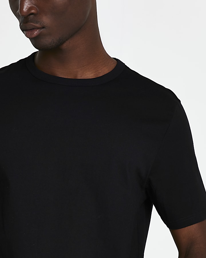 Black multipack of 5 curve hem t-shirts