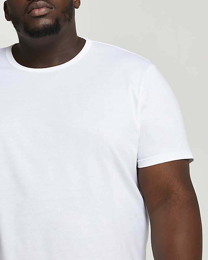 Big & Tall white curved hem slim fit t-shirt