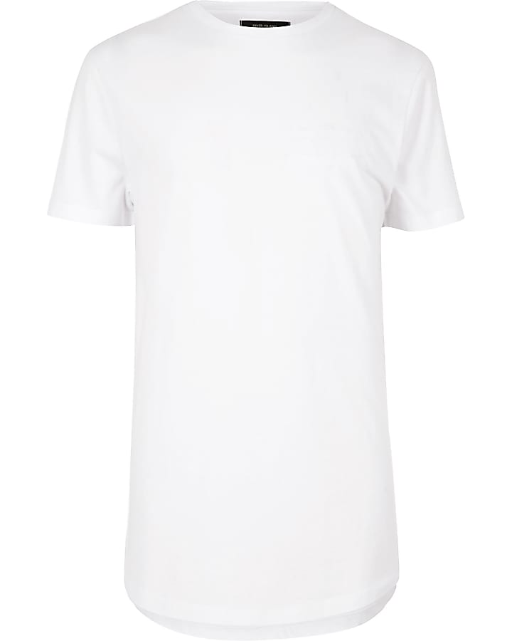 Big & Tall white curved hem slim fit t-shirt