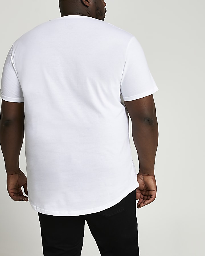 Big & Tall white curved hem slim fit t-shirt