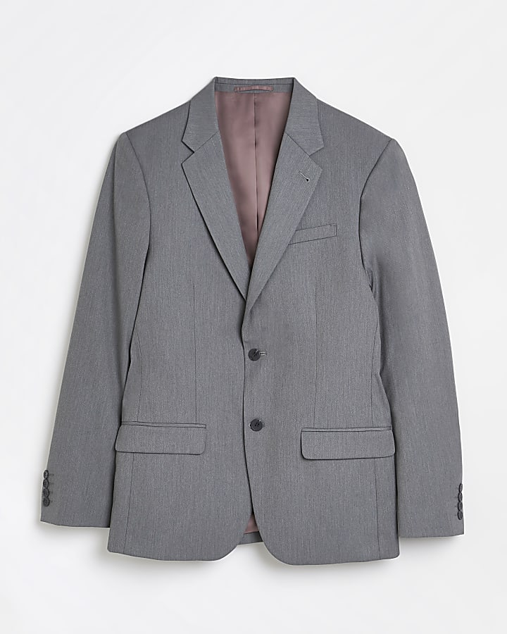 Grey Slim fit Twill Suit Jacket