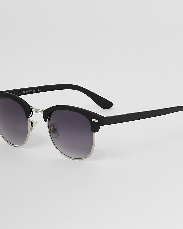 Black matte retro frame sunglasses