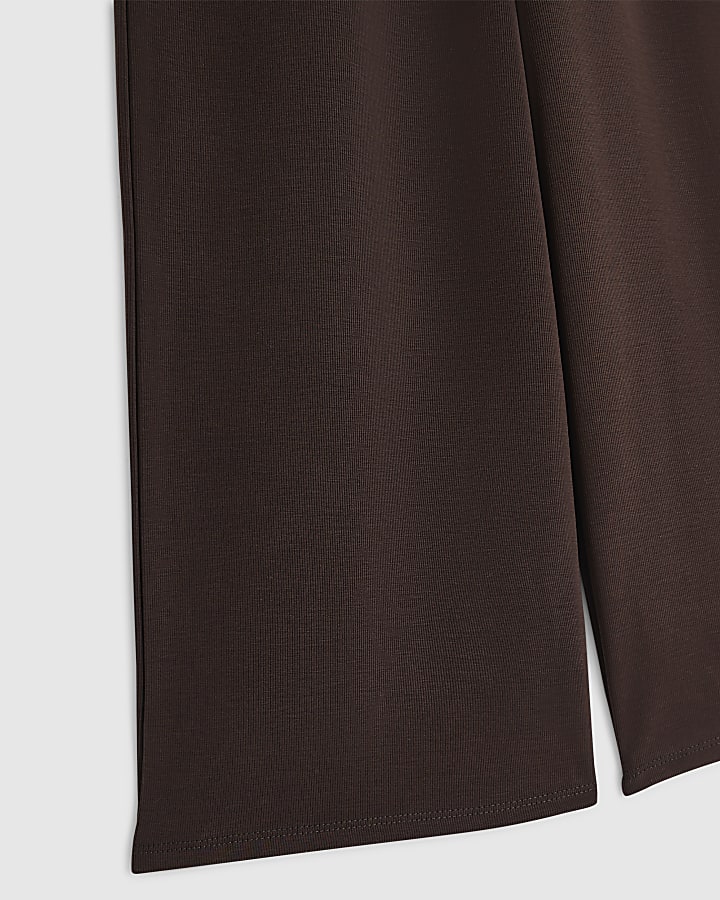 Girls Brown Fold Over Waist Trousers