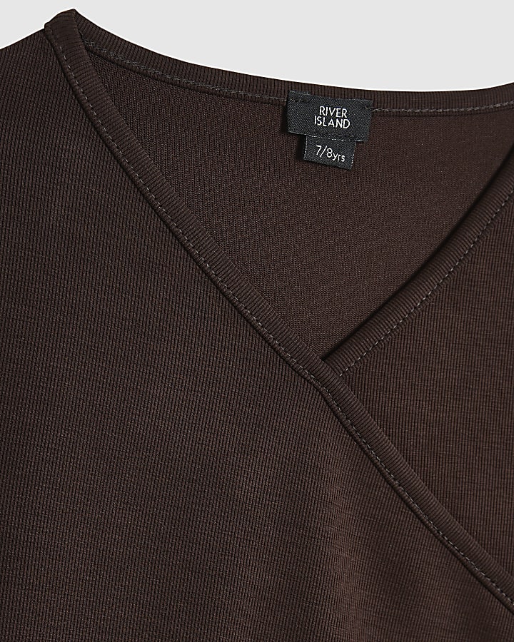 Girls Brown Wrap Top