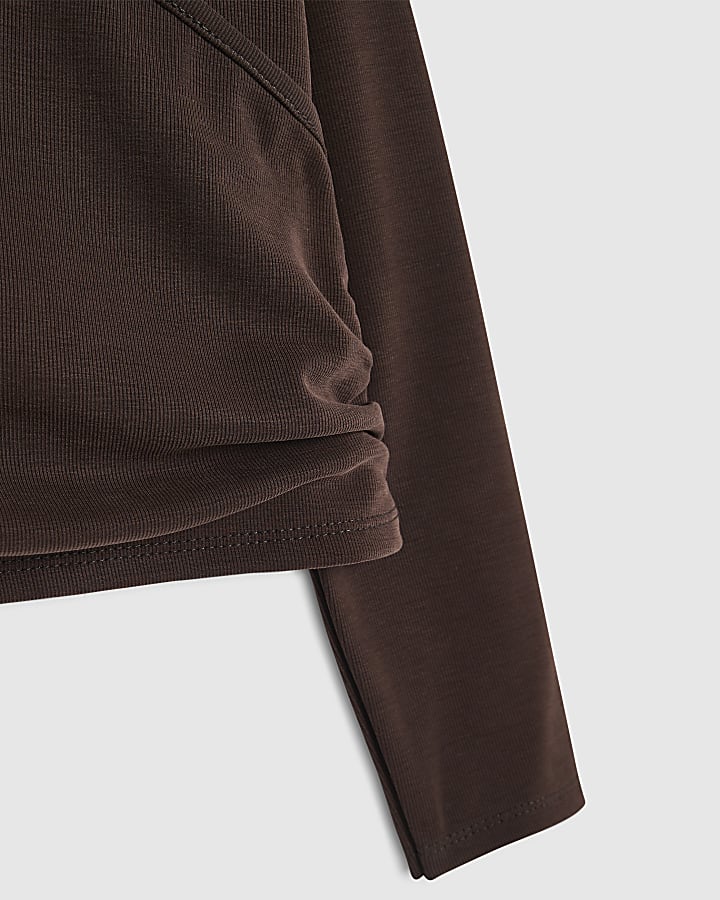 Girls Brown Wrap Top