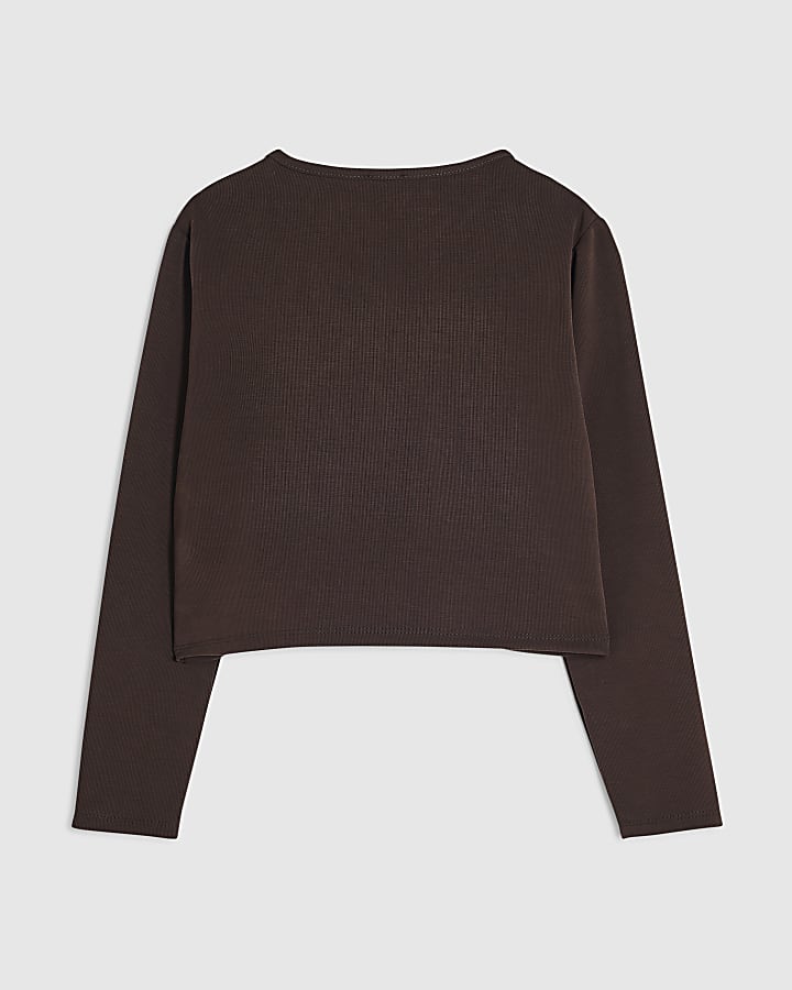 Girls Brown Wrap Top