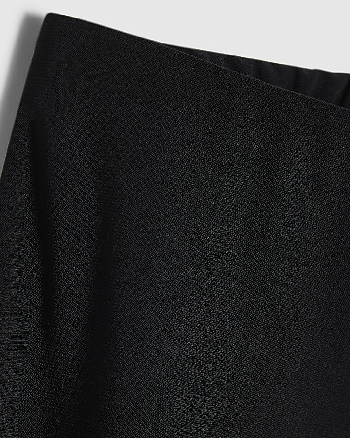 Girls Black Asymmetric Midi Skirt