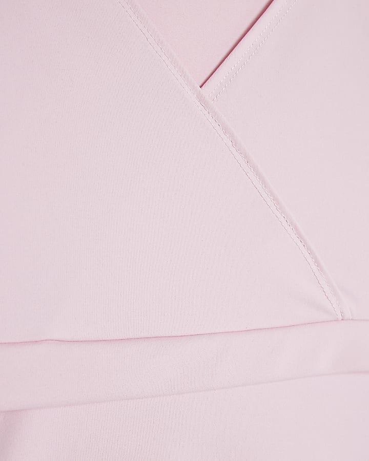 Girls Pink Cross Over Fitted Top