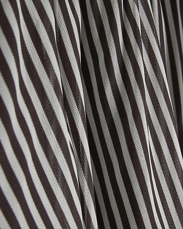 Girls Black Stripe Tie Pleated Mini Skirt