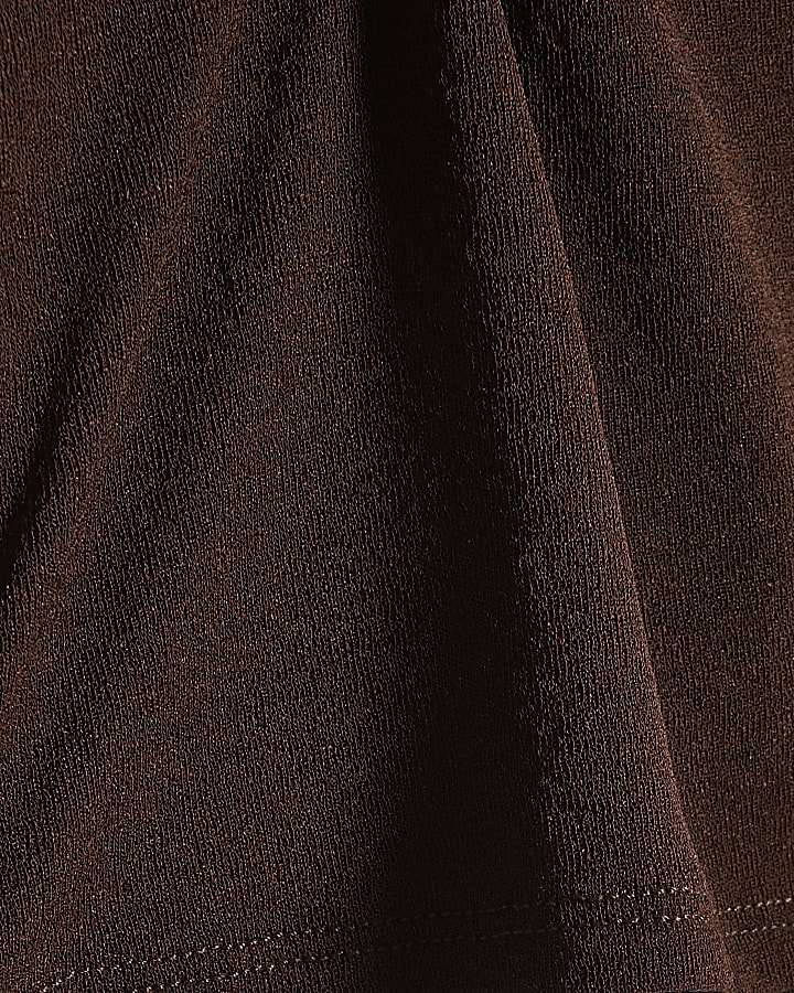 Girls Brown Double Layer Long Sleeve Top