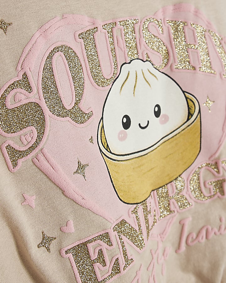 Girls Beige Squishy Dumpling Cinched T-Shirt