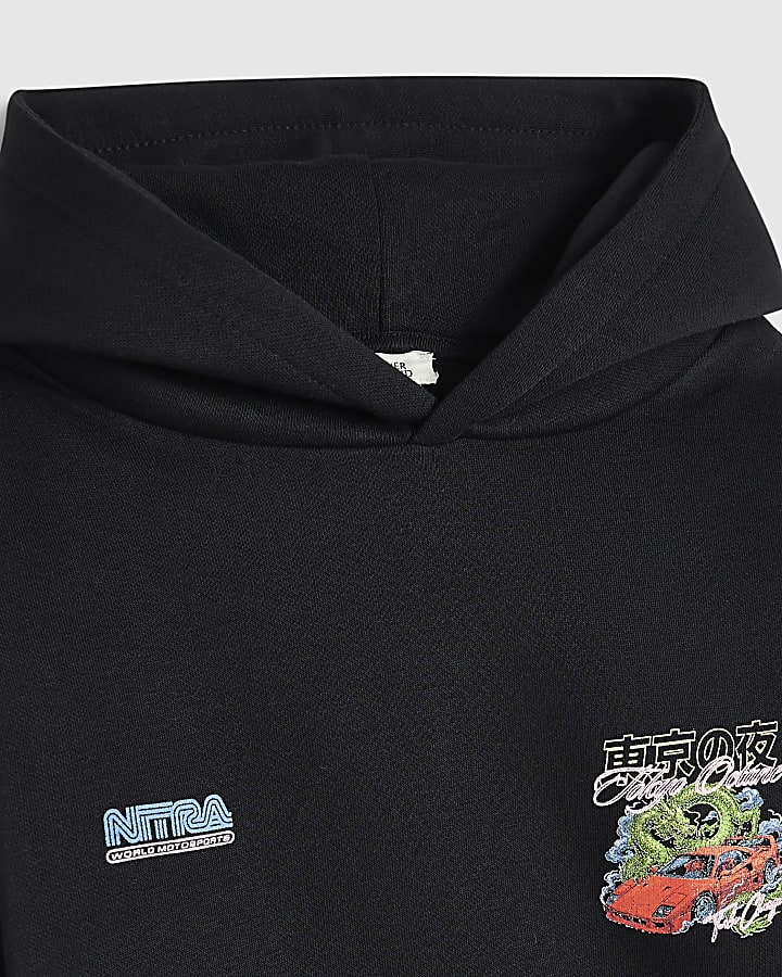 Boys Black Japanese Car Hoodie