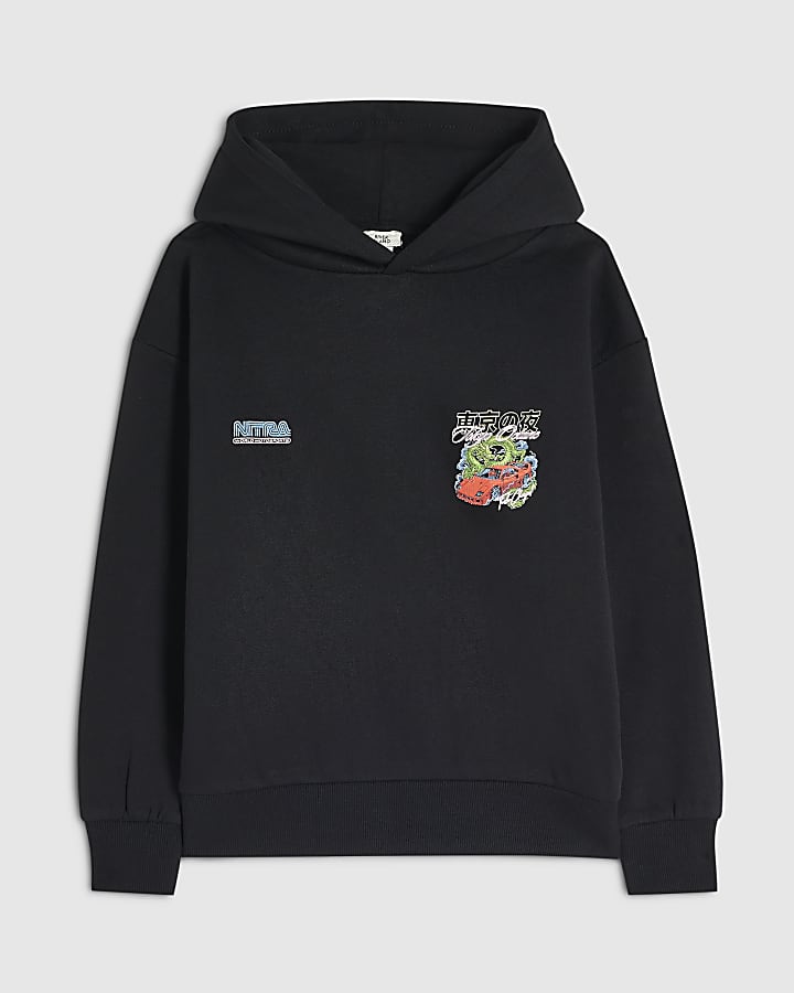 Boys Black Japanese Car Hoodie