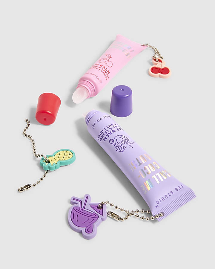 Girls Pink Fruit Lip Balm with Charm Set