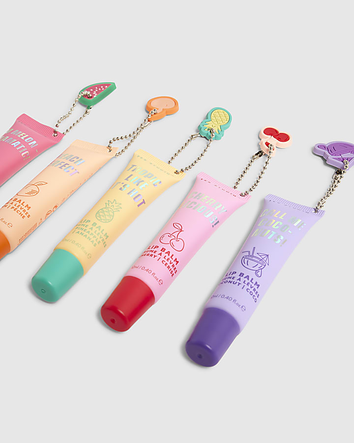 Girls Pink Fruit Lip Balm with Charm Set