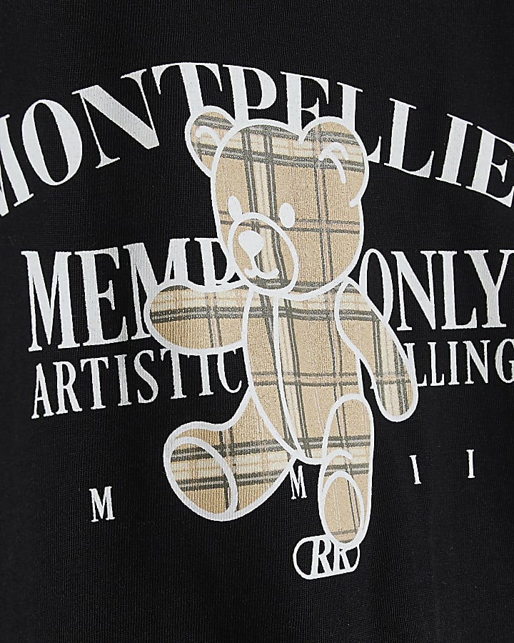 Mini Boys Black Montpellier Bear T-Shirt Set