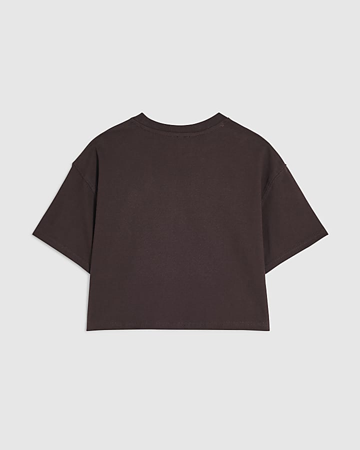 Girls Brown Je T'aime Stud T-Shirt