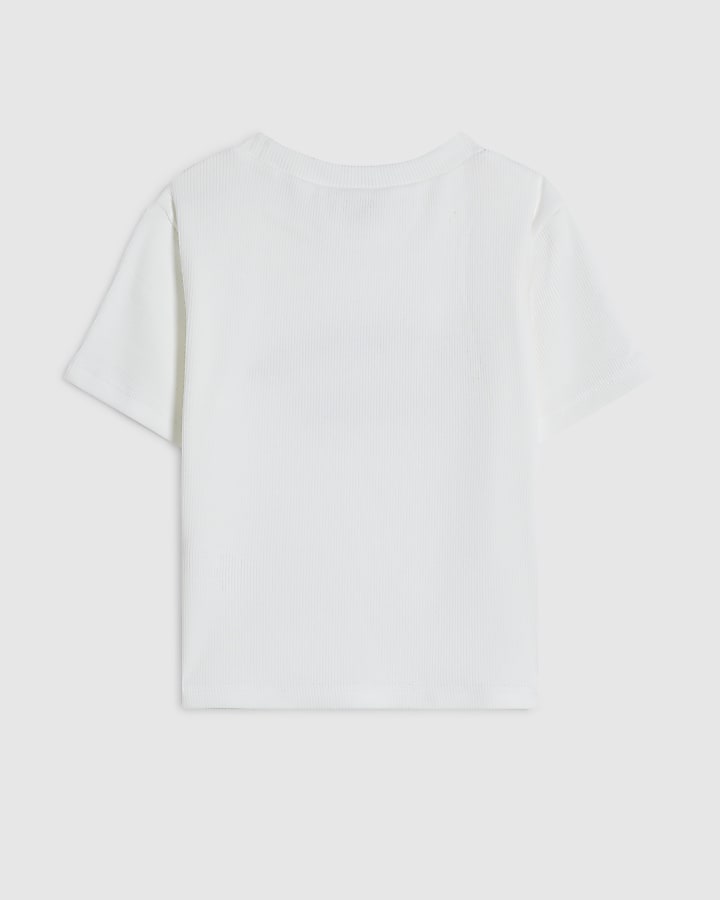 Girls White Don't Grow Up Slogan T-Shirt