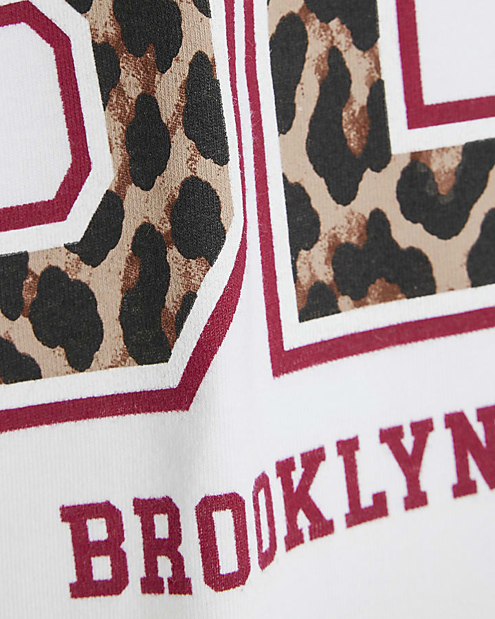 Girls Cream New York Print T-Shirt