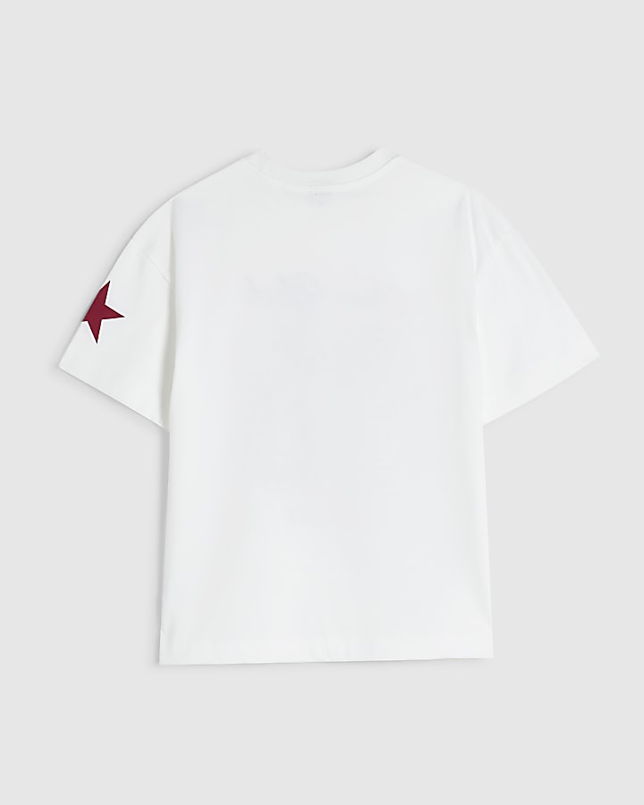 Girls Cream New York Print T-Shirt