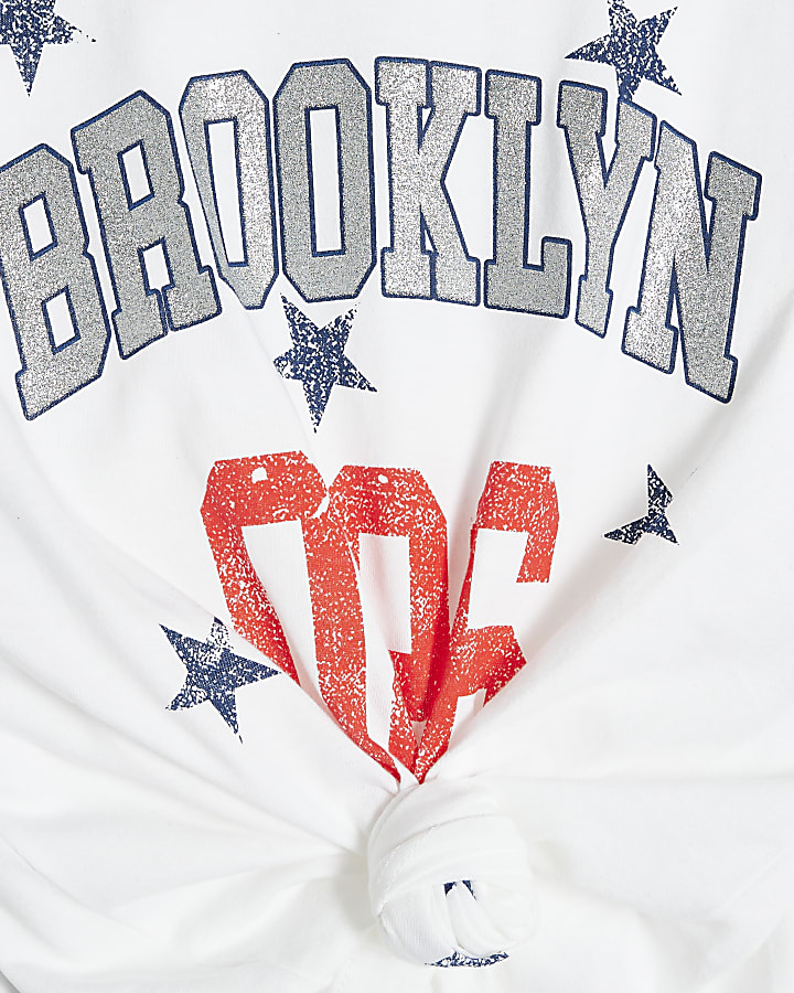 Girls White Brooklyn Knot Tee
