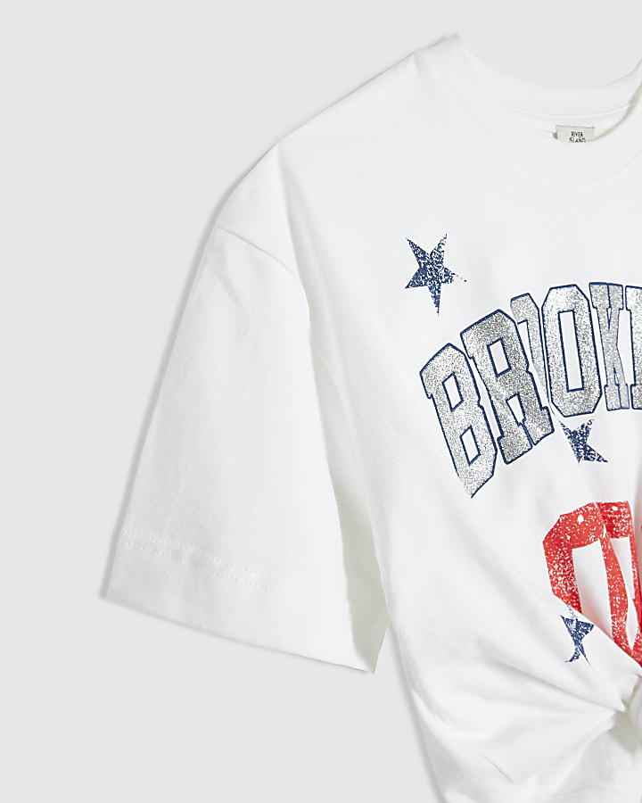 Girls White Brooklyn Knot Tee