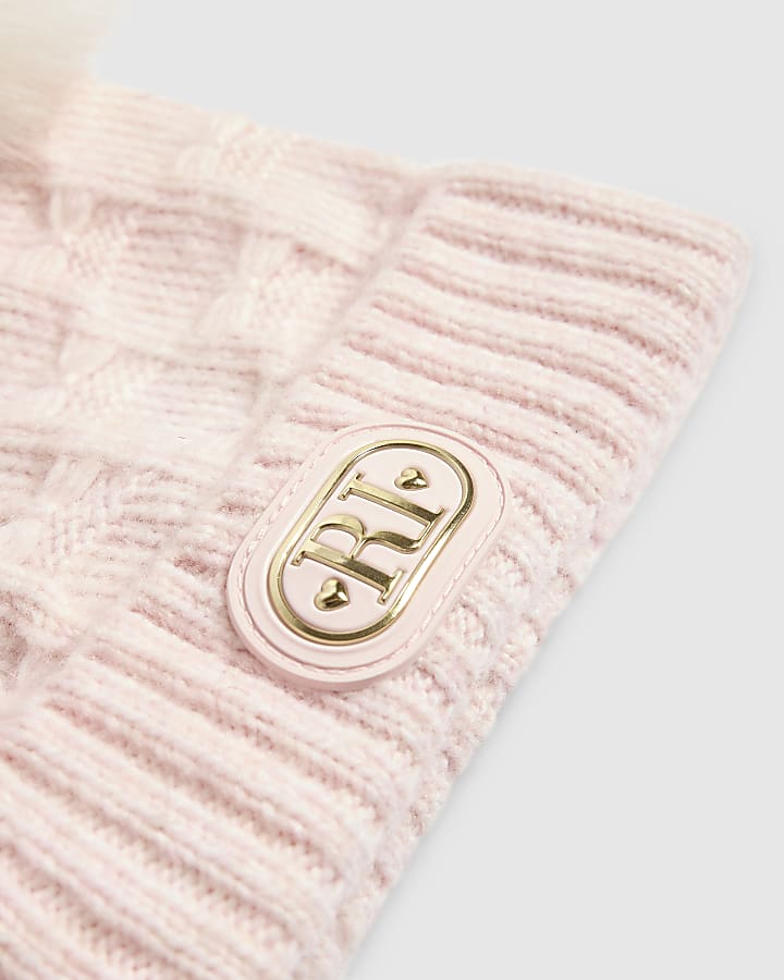 Baby Girls Pink Double Pom Pom Beanie