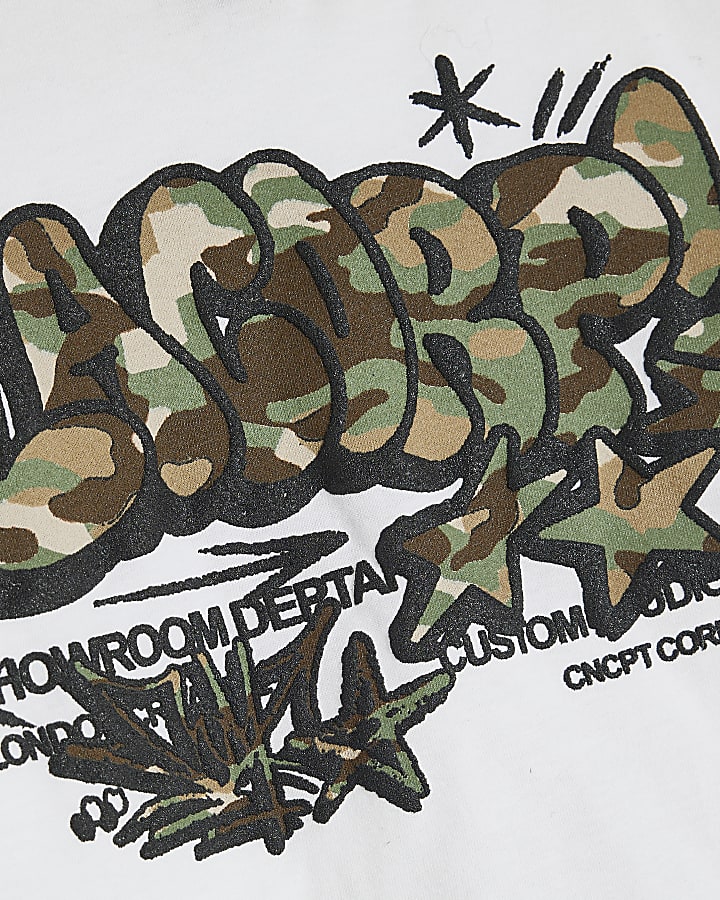 Mini Boys White Camo T-Shirt & Trouser Set