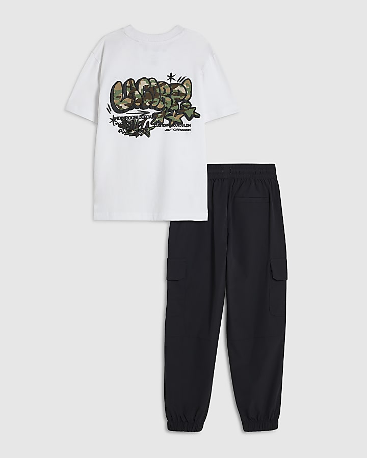 Boys White Camo T-Shirt and Cargo Set