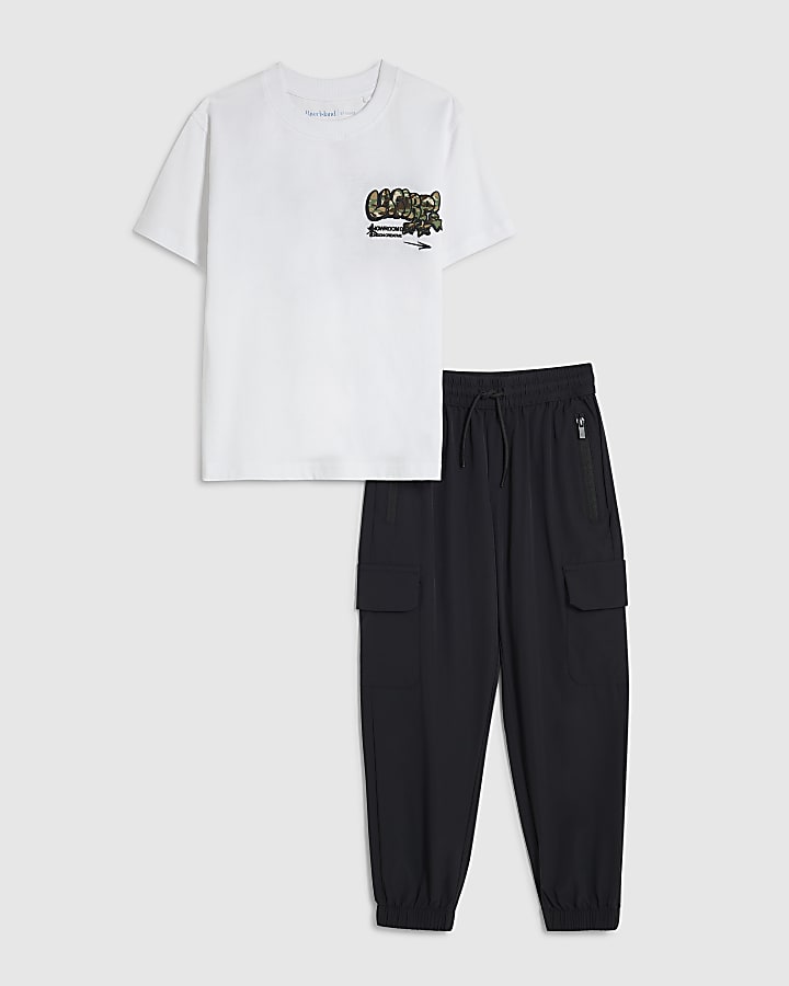 Boys White Camo T-Shirt and Cargo Set