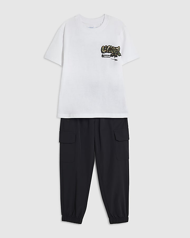 Boys White Camo T-Shirt and Cargo Set