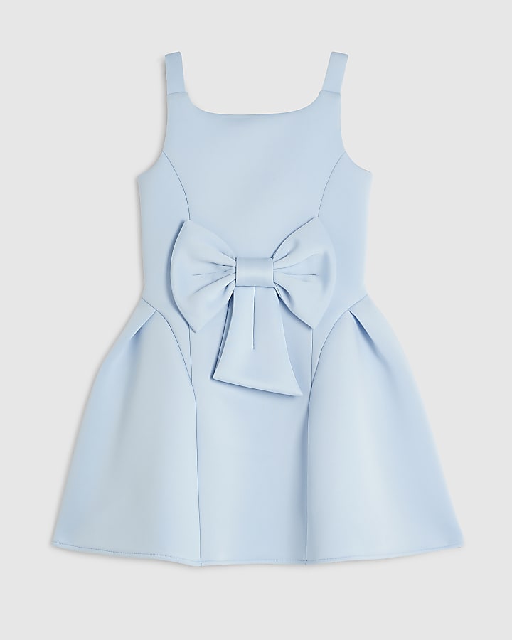 Girls Blue Premium Bow Dress
