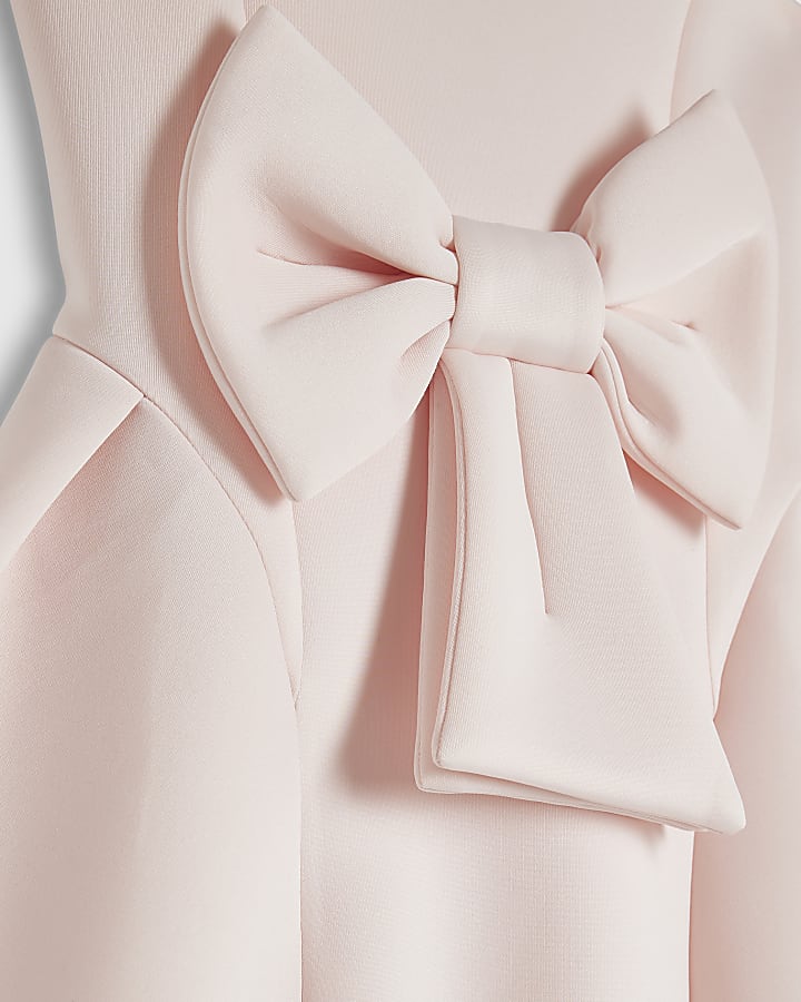 Girls Pink Premium Bow Dress