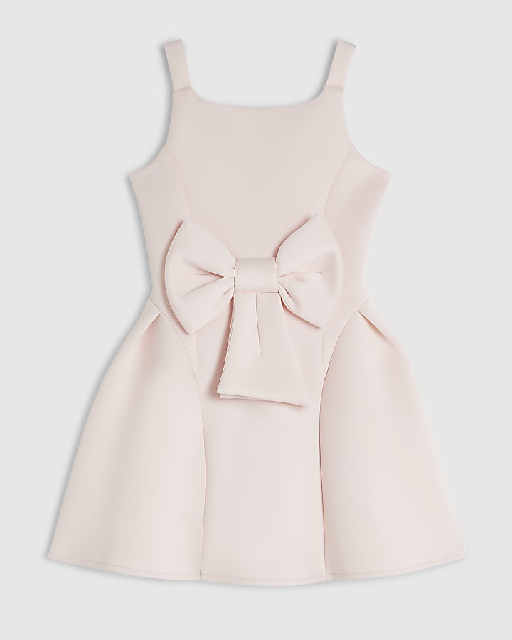 Girls Pink Premium Bow Dress