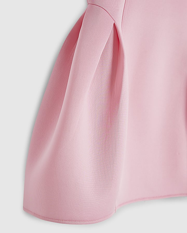 Girls Pink Premium Embellished Collar Dress