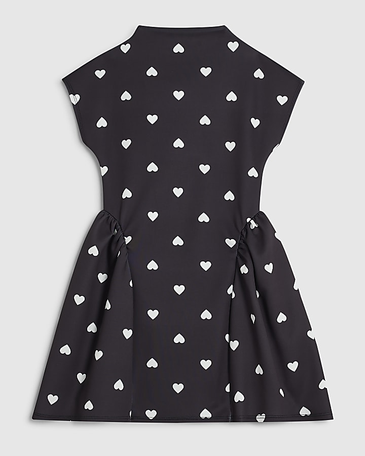 Girls Brown Polka Heart Dot Prom Dress