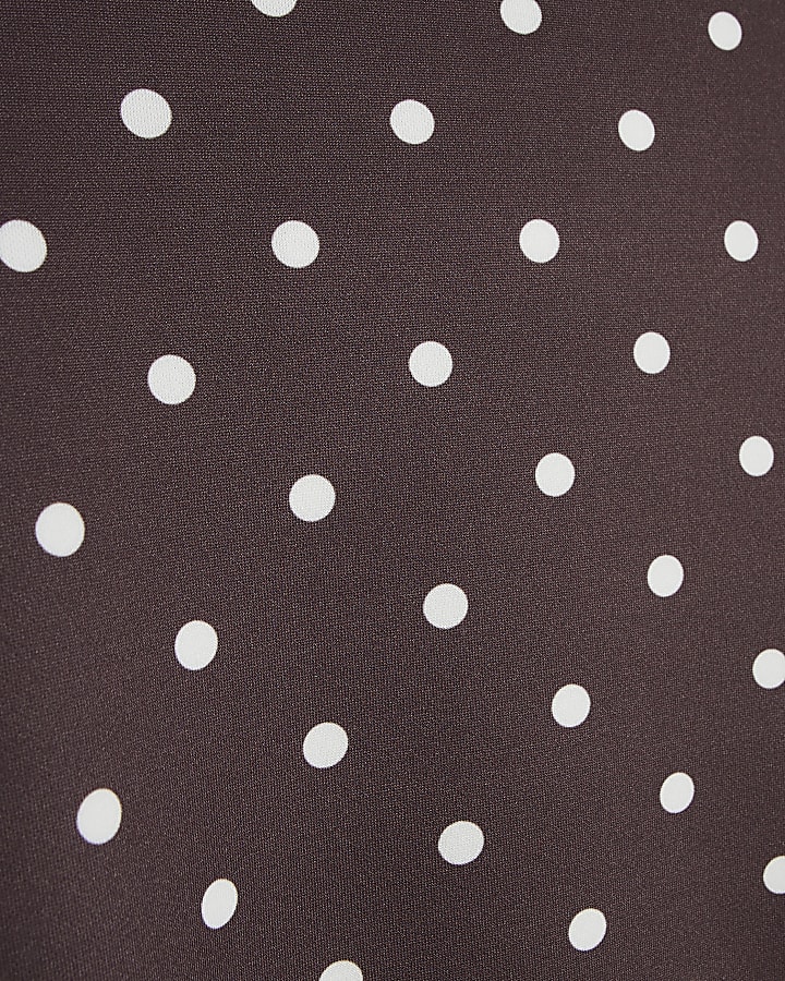 Girls Brown Polka Dot Prom Dress
