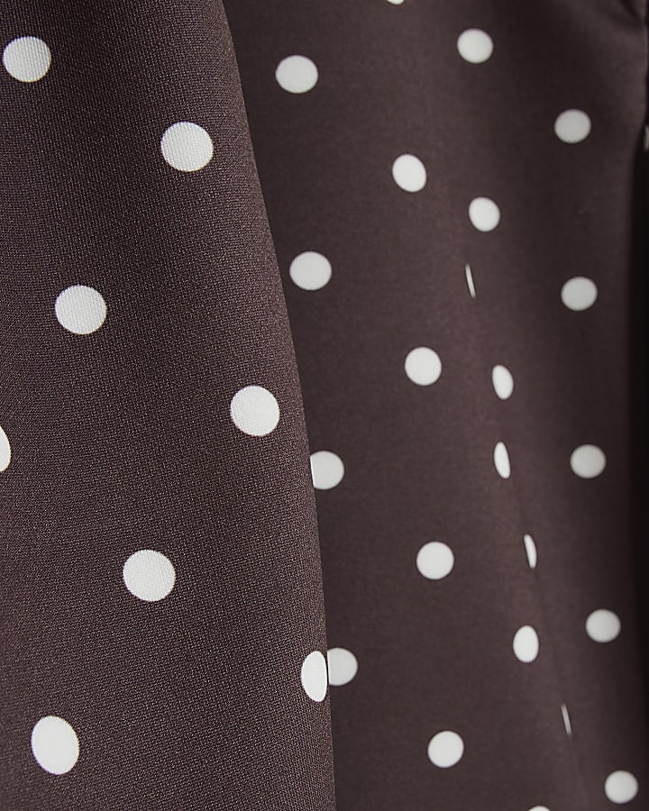 Girls Brown Polka Dot Prom Dress
