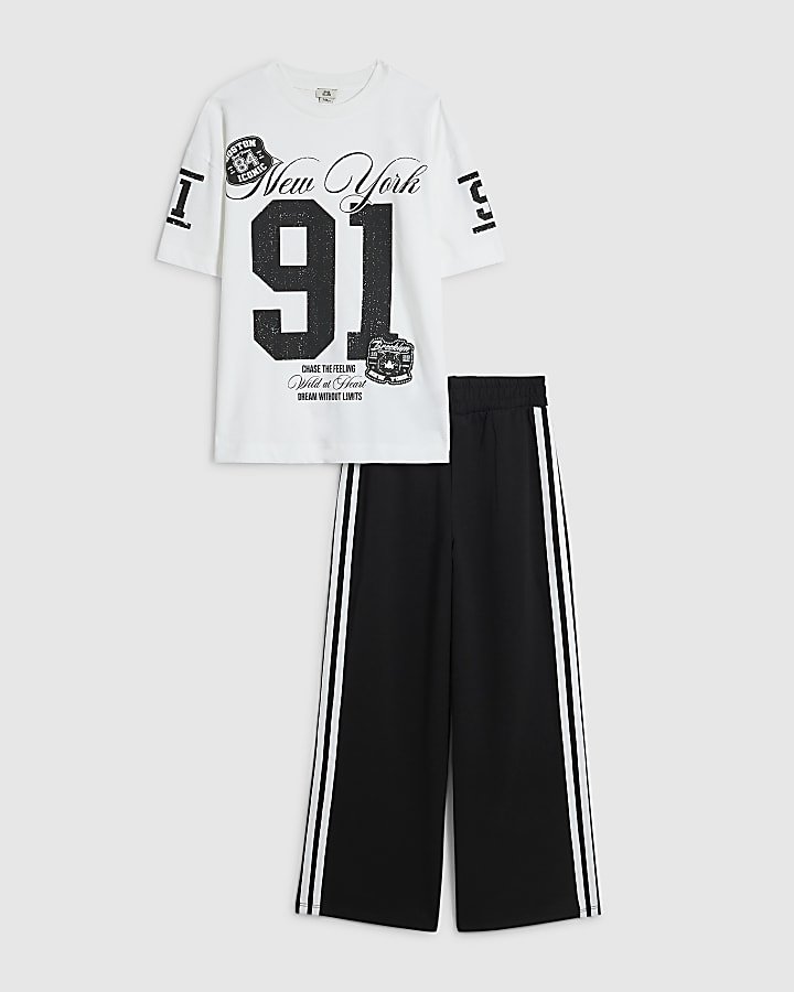 Girls White New York 91 Sweatshirt Set