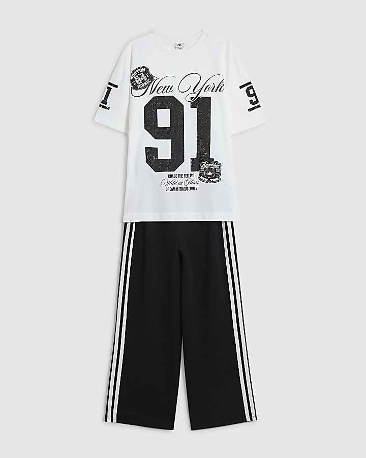 Girls White New York 91 Sweatshirt Set