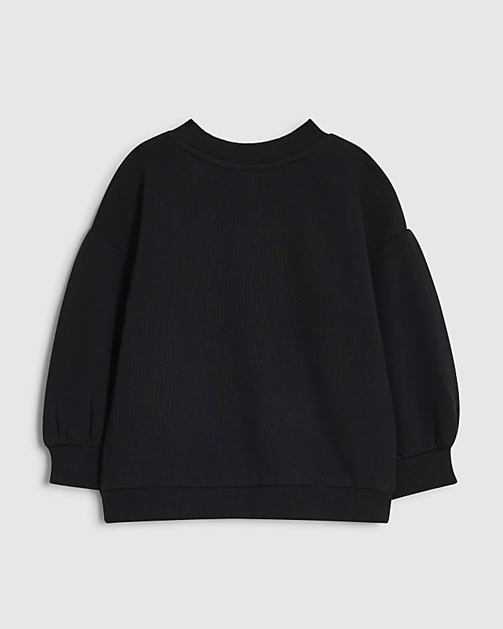 Mini Girls Black Halloween Boo Sweatshirt
