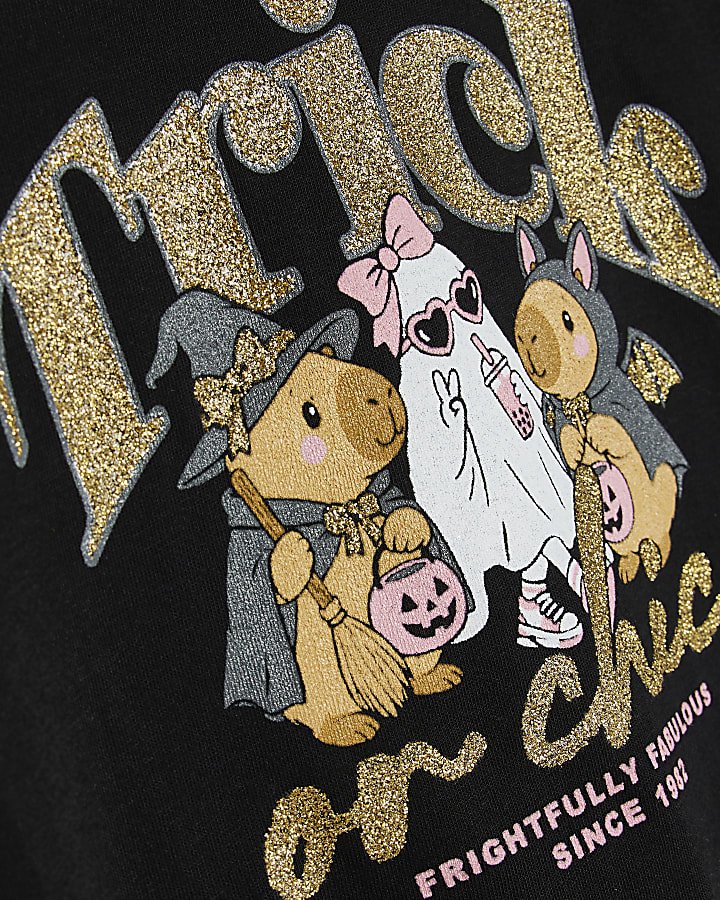 Mini Girls Black Halloween Chic T-Shirt