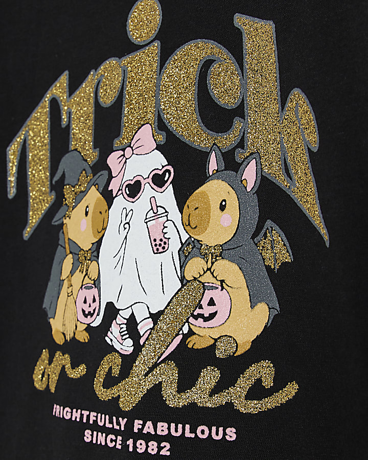 Mini Girls Black Halloween Chic T-Shirt
