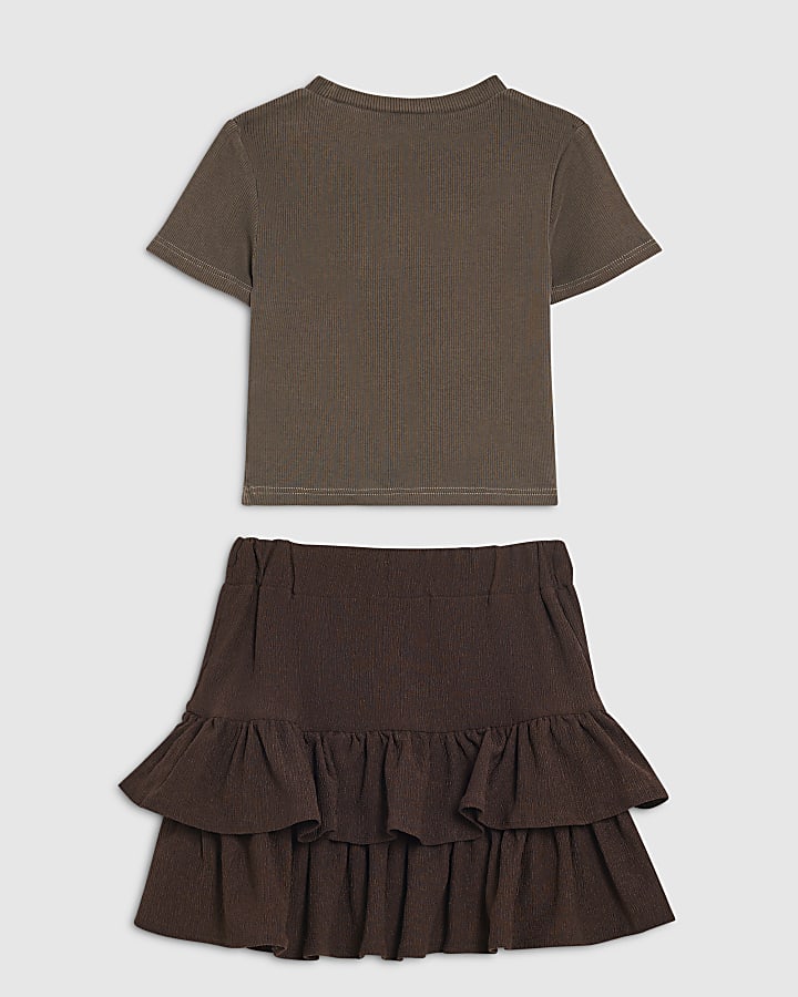 Girls Brown So Stylish Skirt Set