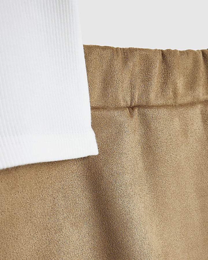 Girls Brown Faux Suede Skirt Set
