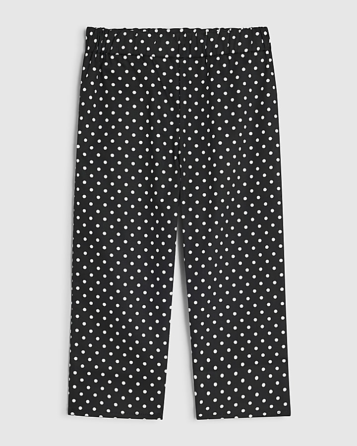 Girls Black Polka Dot Capri Leggings